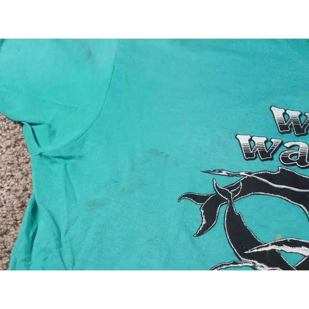 Vintage Capt John Boats Whale Watch T Shirt S Teal Plymouth MA Coastal Gorpcore